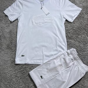 CONJUNTO VERANO LACOSTE BLANCO LOGO BORDADO