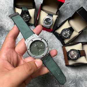 RELOJ HUBLOT VERDE PLATA MILITAR
