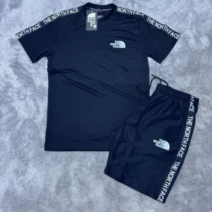 CONJUNTO NORTH FACE NEGRO TIRAS BLANCAS
