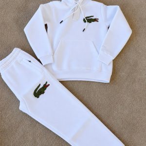 CHANDAL CAPUCHA LACOSTE BLANCO LOGO GRANDE