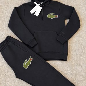 CHANDAL CAPUCHA LACOSTE NEGRO LOGO GRANDE